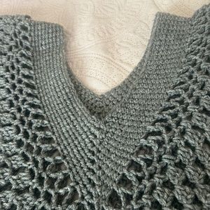 Grey crochet poncho